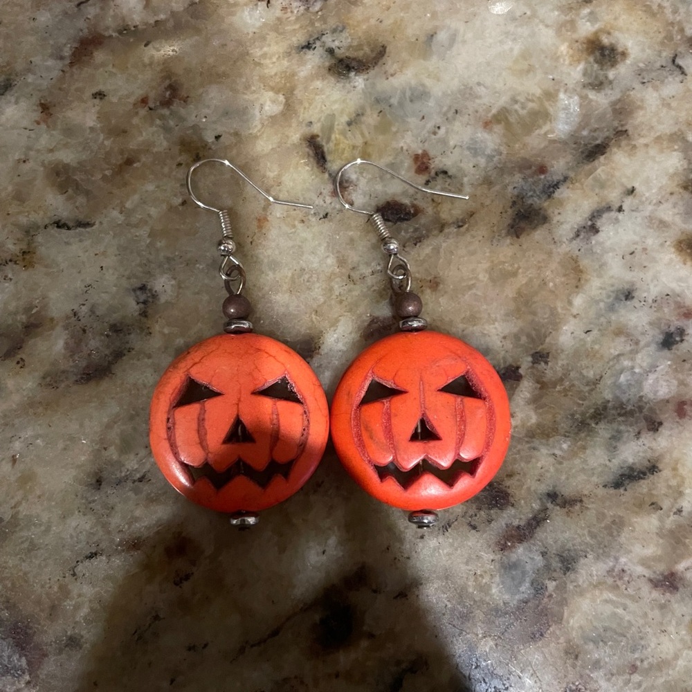 Orange Jack-O'-Lantern Earrings
